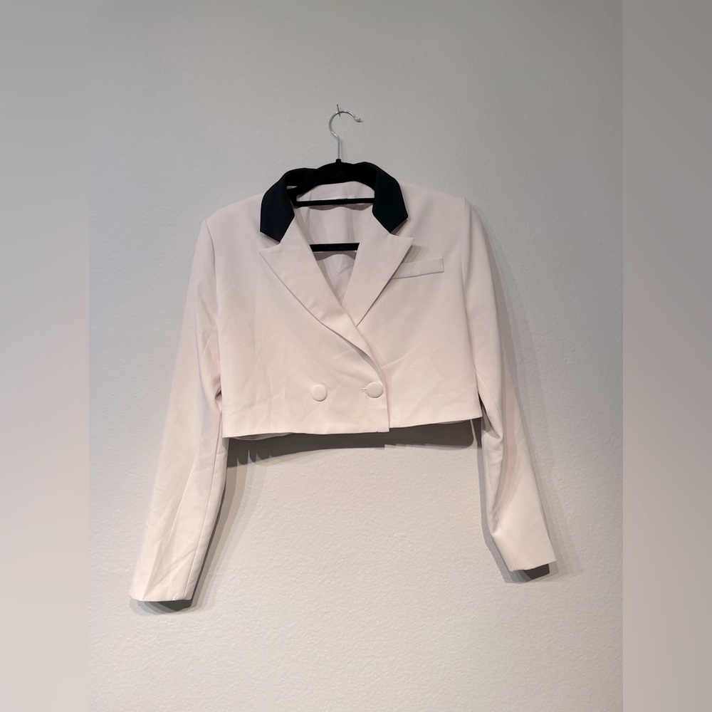4th and reckless cream cropped suit jacket xs